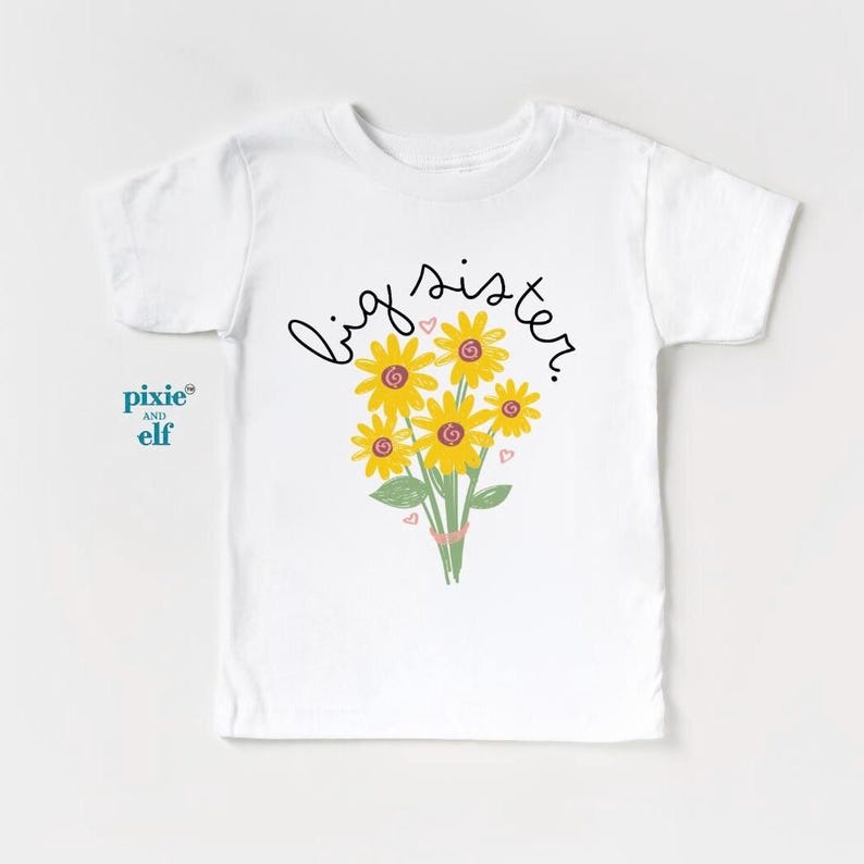 Big Sister flower shirt, promoted to big sister tee, soon to be a big sister shirt, pregnancy announcet shirt, girl toddler shirt 160