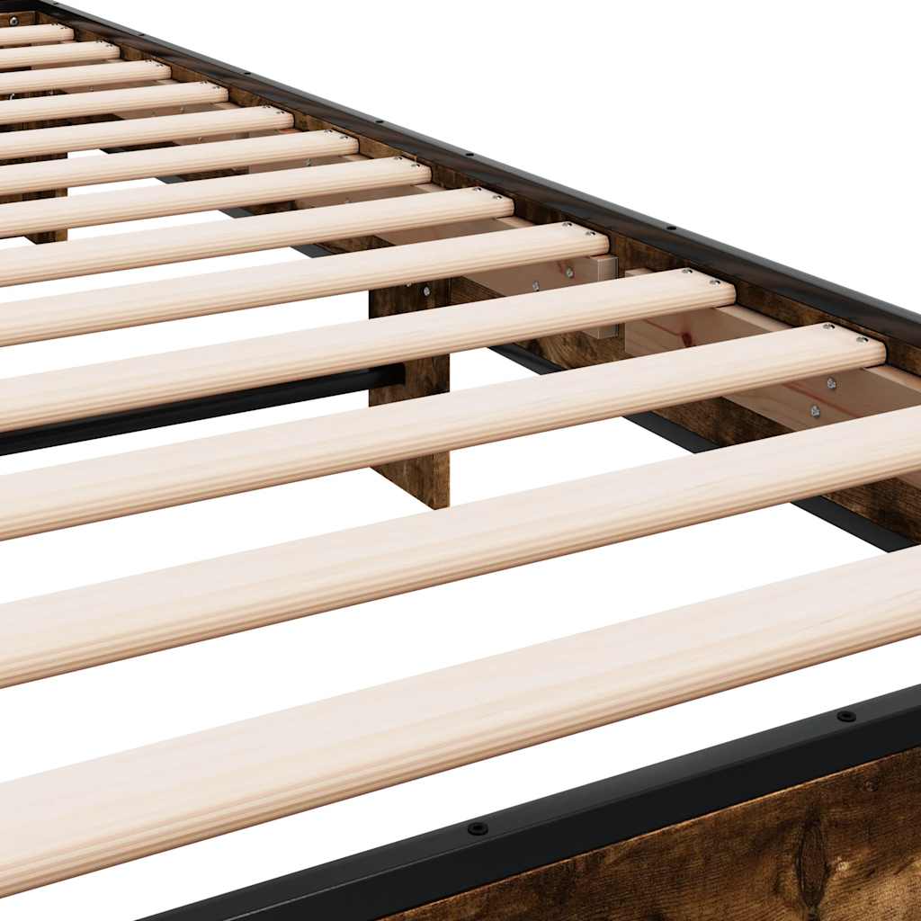 Bed Frame Smoked Oak 75 x 190 cm Wood Based Panel and Metal