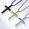 Simple Curved Titanium Steel Cross Necklace ,Neutral And Cool Style Pendant For Men And Women To Wear