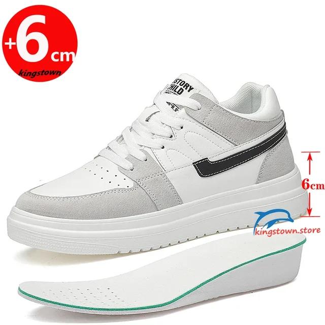 Sneakers Man Elevator Shoes Height Increase Insole 6cm White Black Taller Men Leisure Fashion Plus Size 36-44Lift