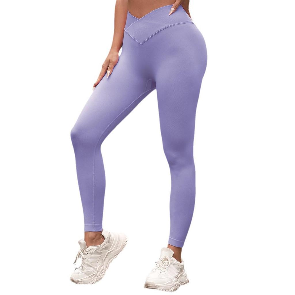 Seamless High-Waist Yoga Pants - Solid Color, Breathable, Peach Hip Design
