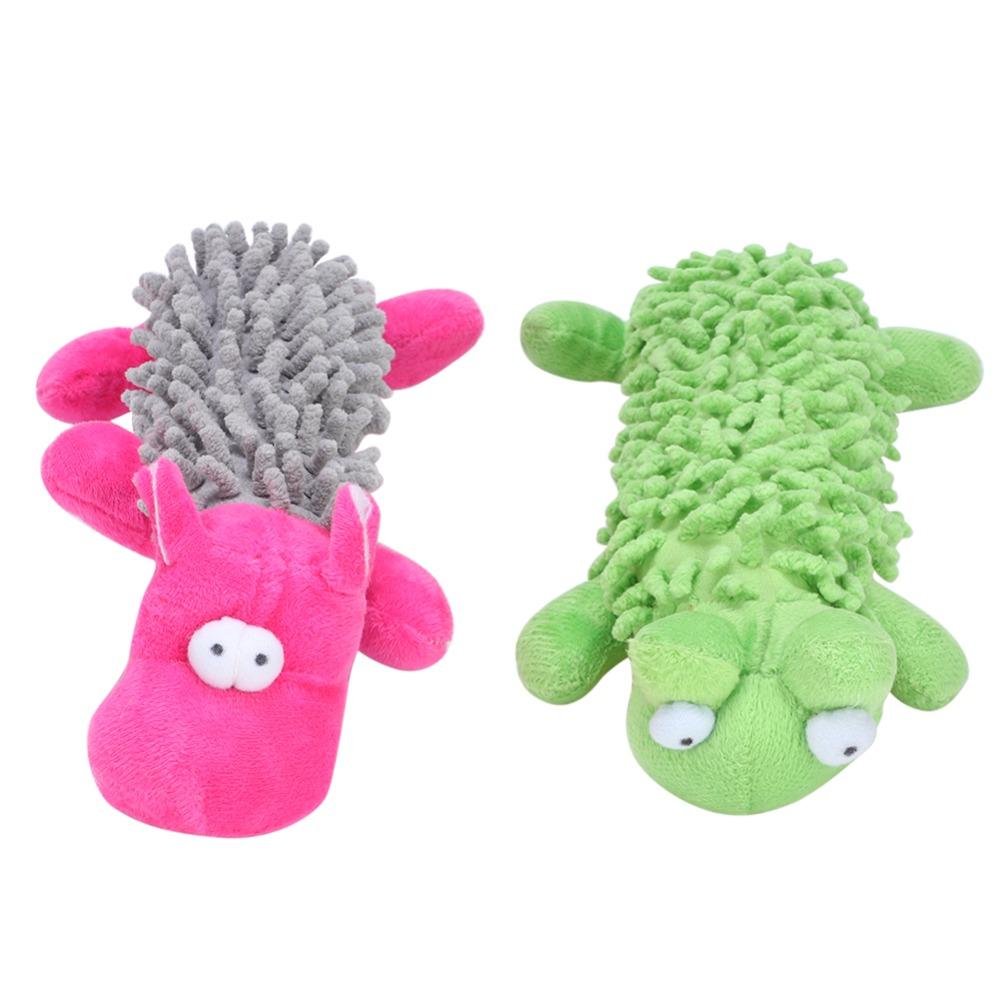 2 pcs Hippo Shape Squeaky Dog Toy Mop Fleece Interactive Dog Toy Dog Plush Toy Teeth Grinding