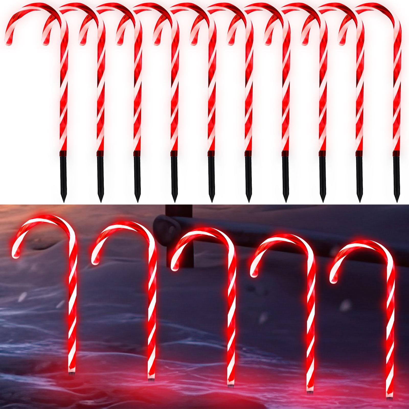 

10-Pack Candy Cane Pathway Lights - 21 Outdoor Yard Markers w/ Stakes for Xmas Garden/Patio Decor красный