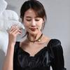 Elegant European Retro Black Handmade Woven Pearl Necklace For Women With Butterfly Bow Design