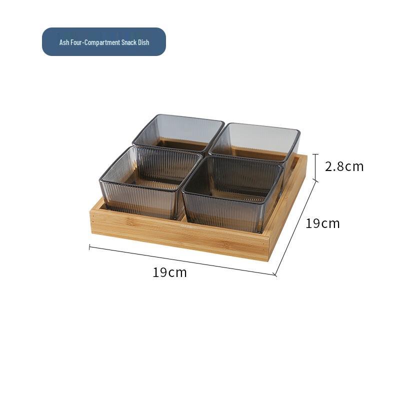 Qianxing Glass Dry Fruit Platter & Bamboo Tray Set