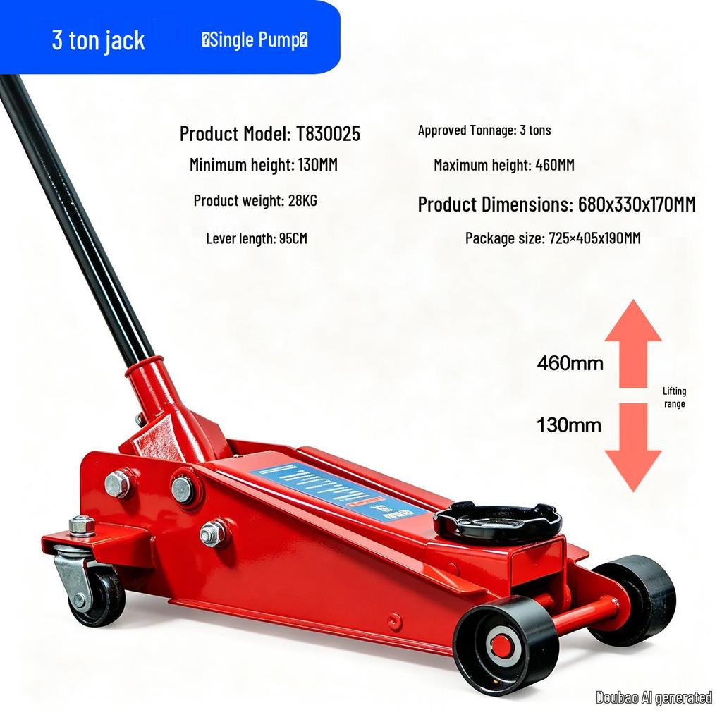 2-Ton Horizontal Hydraulic Car Jack for SUVs – 3T Tire Change Tool