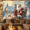 1pc Merry Christmas Party Banner Santa Claus Rabbit Sled Snow Scene Pattern Photography Background Cloth