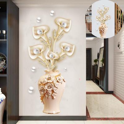 Self-Adhesive Wallpaper Wall Stickers Cozy Bedroom Hallway Wall Stickers Pearl Vase Decorative Painting
