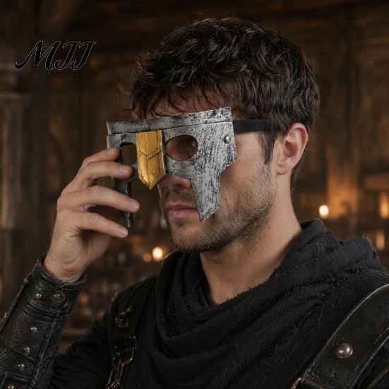 Warrior Role Play Mask Halloween Medieval Armor Mask, Cosplay for Party, Vintage Helmet Wide Field of View Style Masquerade Prop Comic Con Party