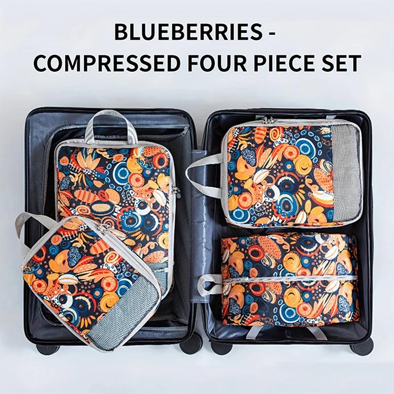 

4 шт. Компрессионные сумки для хранения Большой вместимости Складные упаковочные кубики Моющиеся Расширяемые сумки для хранения багажа Набор