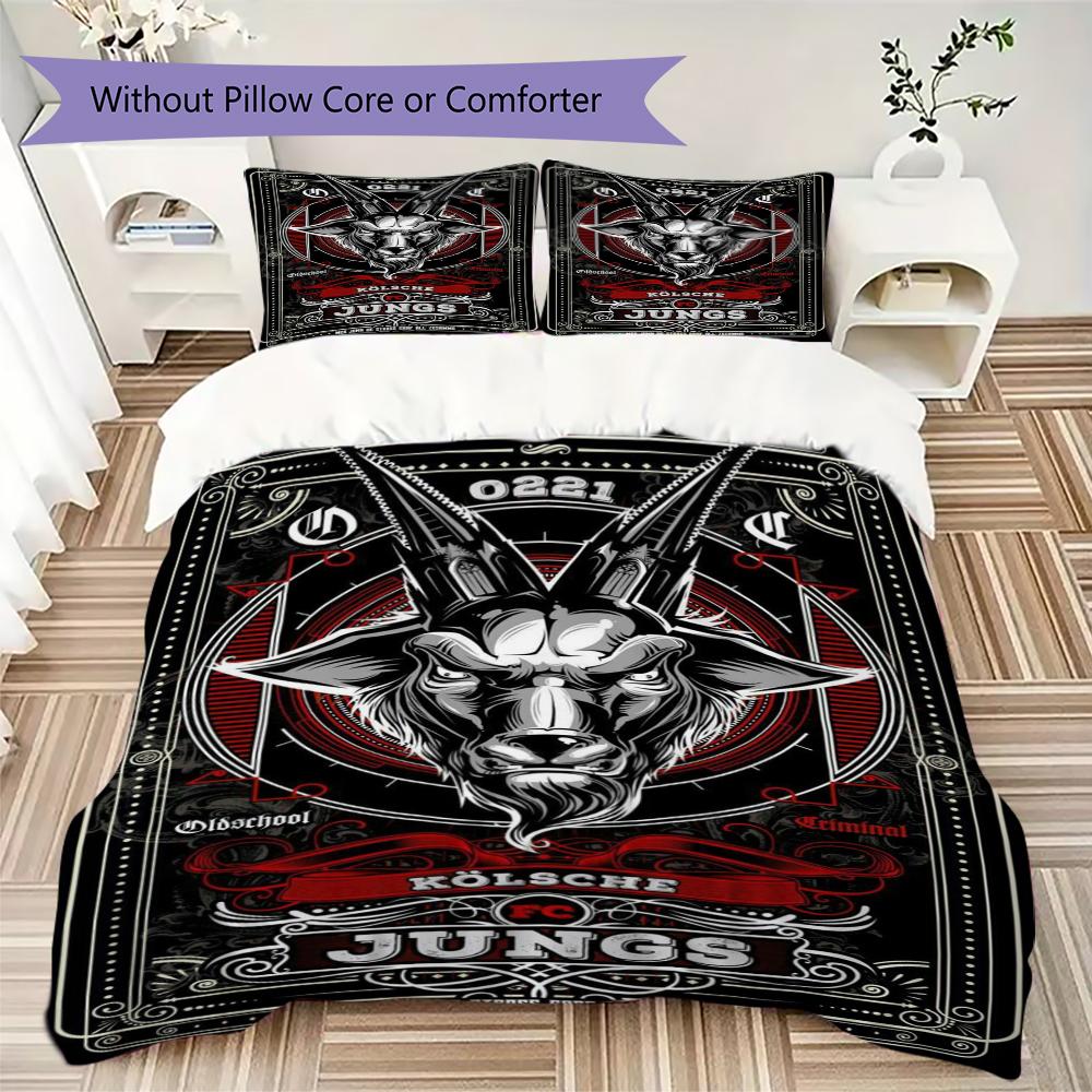 FC KÖLN  Pattern Bedding uilt Set uilt Cover Pillowcase Home Decoration Birthday Gift (1 * duvet cover + 2 * pillowcase  without core)51