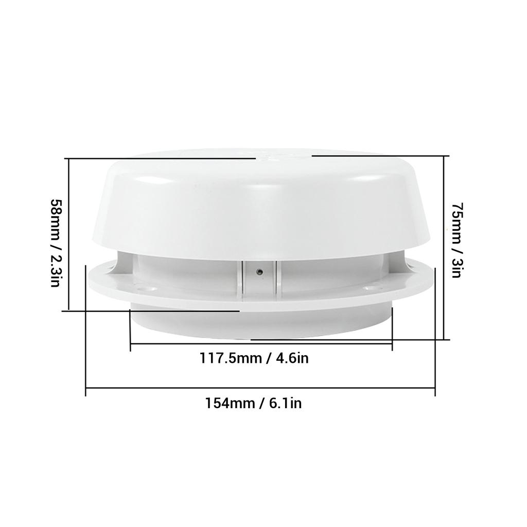 New RV Roof Vent Cap 155mm Air Exchange Oxidation Resistant Round Mushroom Ventilation Cap with Mesh Screen for Campervan Yacht