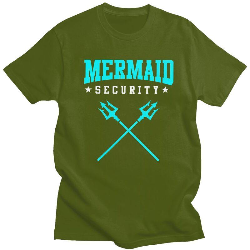 Mermaid Security Funny Swimming Quote T Shirt Unisex Short Sleeves Casual Tee Shirt Summer Style Loose Fit 100 Cotton Camisetas