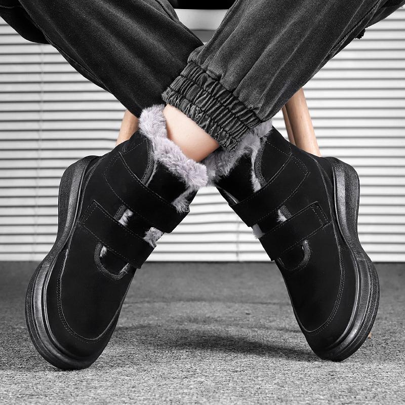 Warm Winter Men Snow Boots Outdoor Suede Leather High Top Boots Men Winter Cotton Shoes Man Ankle Keep Warm Botas Hombre