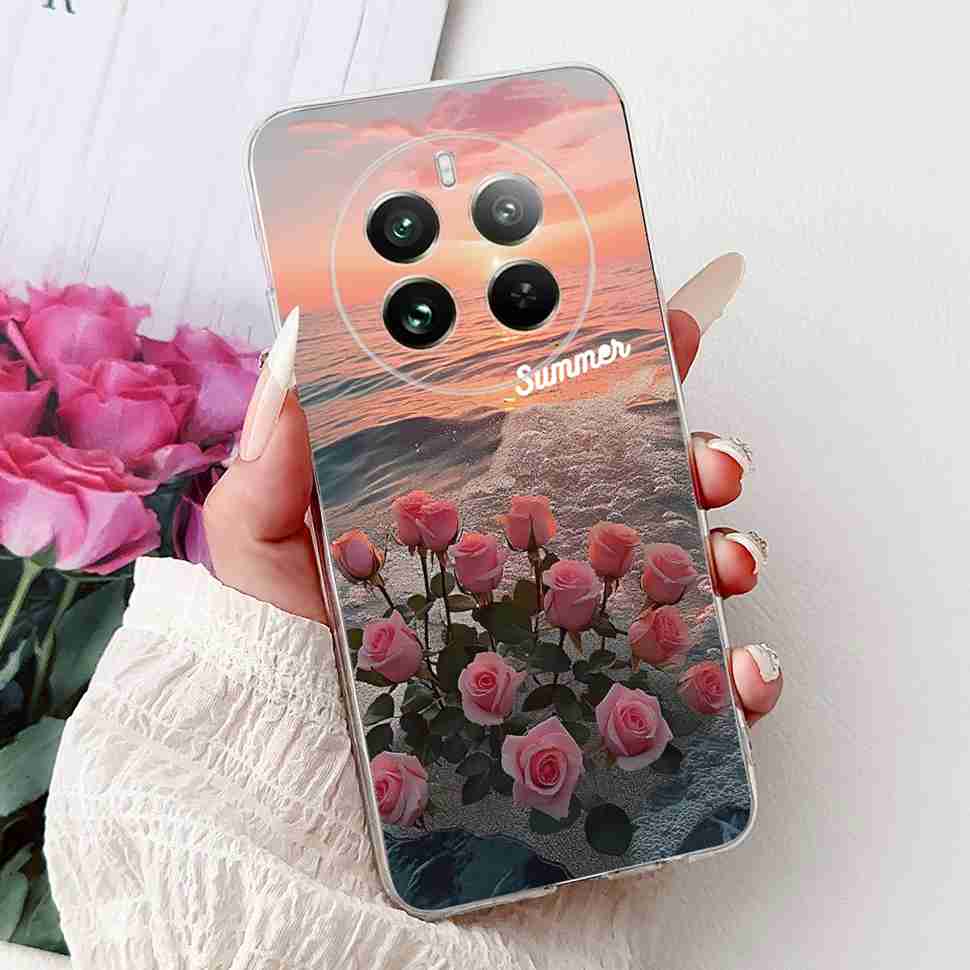 For Realme 12 Pro RMX3842 6.7" Summer Lotus Cute Cat Soft Silicone TPU Cover For Realme 12Pro+ 12Pro Plus RMX3840 Bumper Shell