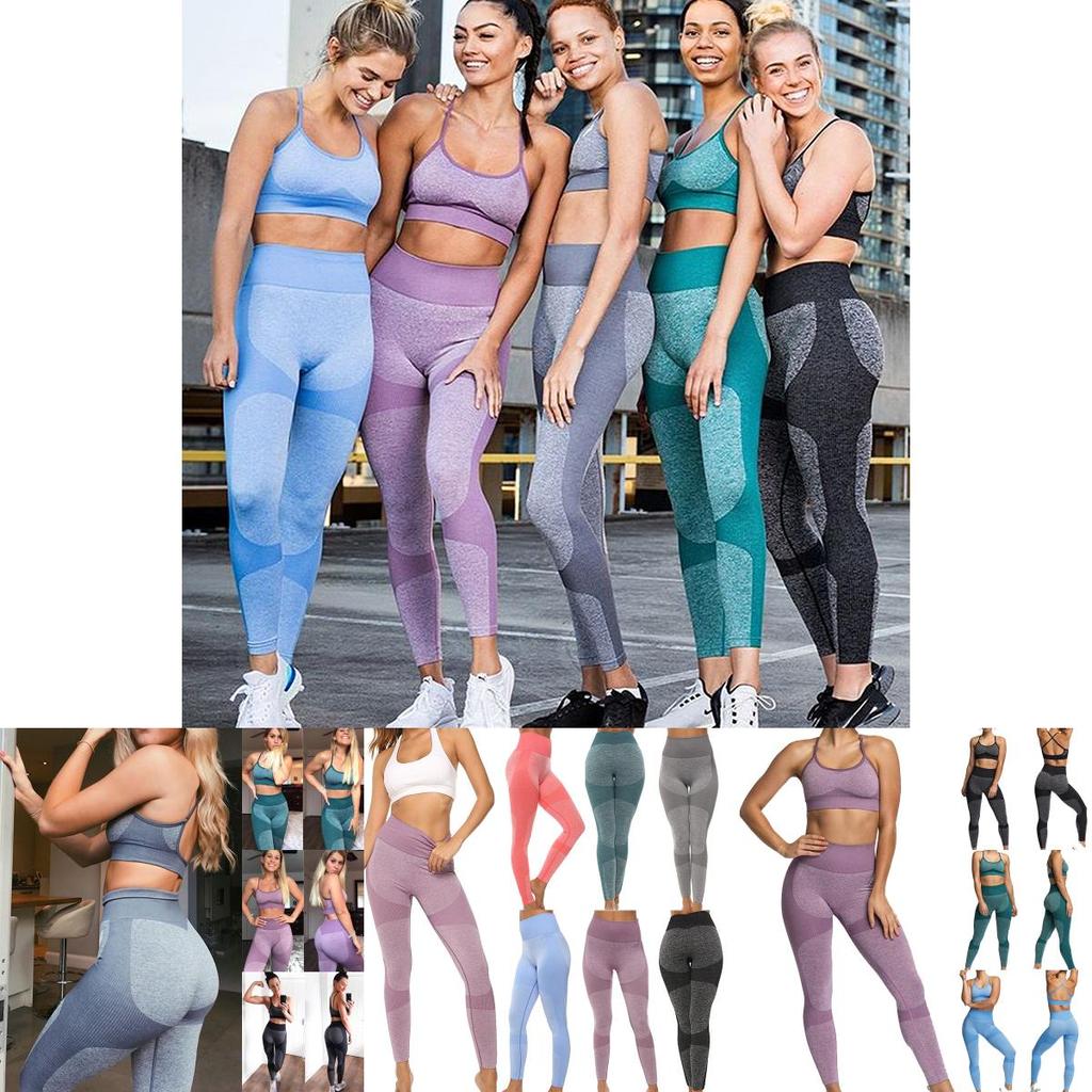 Schickes Damen Ärmelloses Yoga-Set mit gepolstertem BH und elastischen High-Waist Leggings