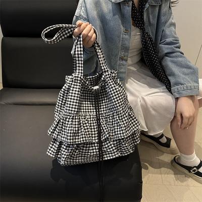 Damentasche Frühling und Sommer neue lässige Plaid-Tasche mit großer Kapazität Mode College Damen Schulter Achseltasche
