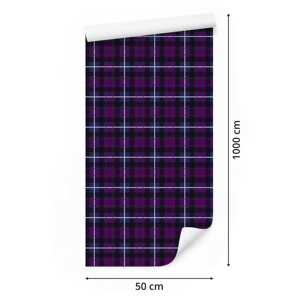 Purple Plum and Indigo Check Wallpaper for Living Room and Bedroom 50x1000
