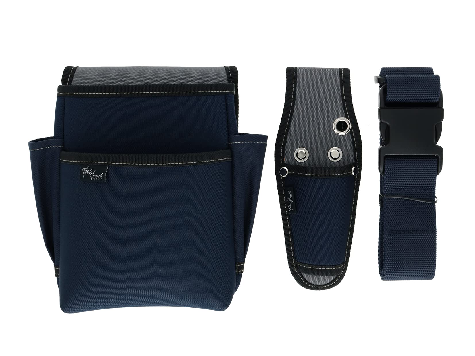 

Takagi Tool 2 Tool Navy Electrician s Pouch, Tier, Case, One-Touch Belt, 3-Piece Set,