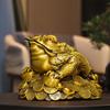 Yuanbao Goldene Kröte Messingstatue Dreibeinige Geldkröte mit Münze und Barren Traditionelle Chinesische Feng Shui Reichtumsskulptur für Zuhause Büro Geschäft