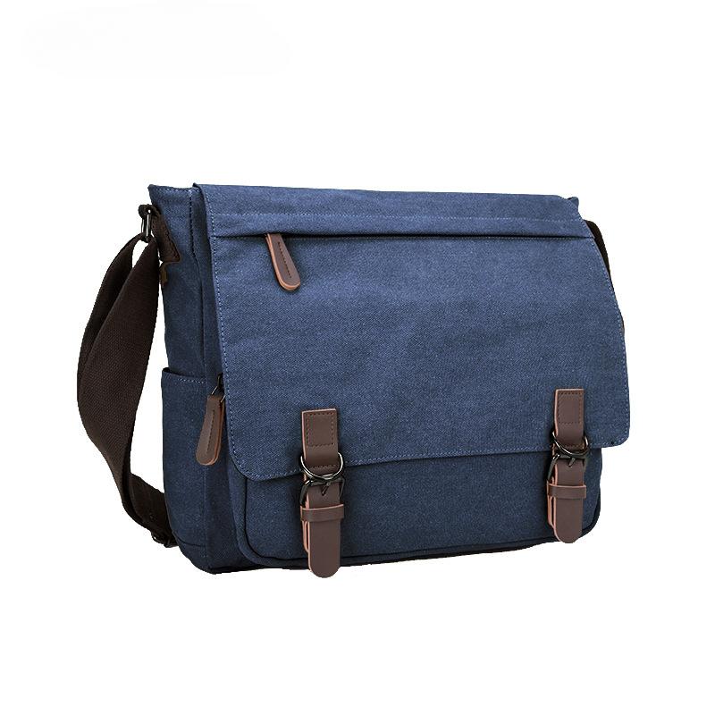 BIERLIFU High Quality 16 A Washed Canvas Men's Messenger Bag Explosion Proof Zipper Male Shoulder Bag Student Computer Bag Simple Solid Color Flap Bag