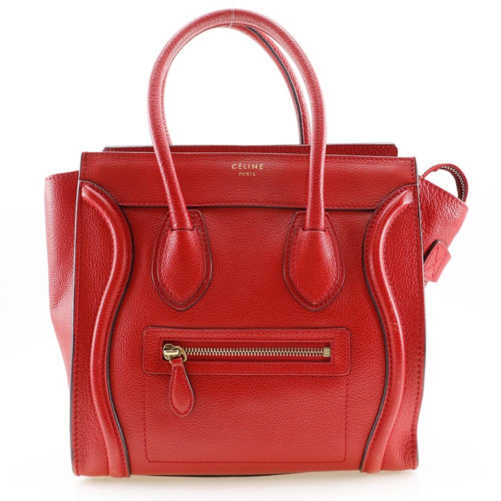 

CELINE Luggage micro shopper Handbag Red leather Women Used