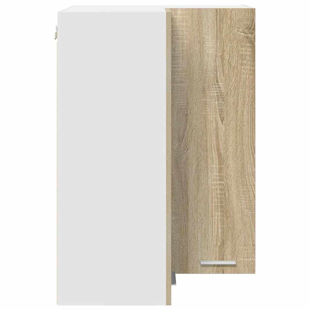 Hanging Cabinet with Storage Sonoma Oak and White 57 X 57 X 80 Cm
