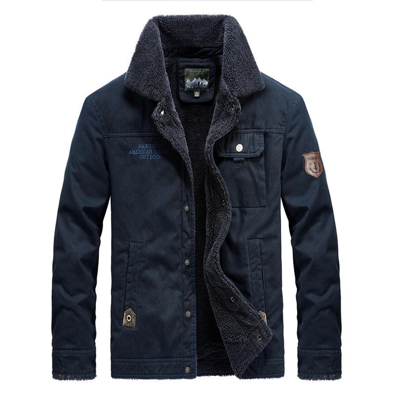 

Утепленная мужская свободная куртка большого размера с флисовыми отворотами, джинсовая куртка 6XL