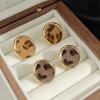Leopard Print Stud Earrings Oval Retro Light Luxury Earrings Niche Design High-End Earrings Women'S Models