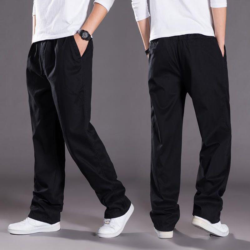 

Чоловічі штани Швидкосихаючі дихаючі штани Весняні спортивні штани з еластичною талією Прямі широкі джоггери Спортивний костюм для бігу Чоловічі L чорний