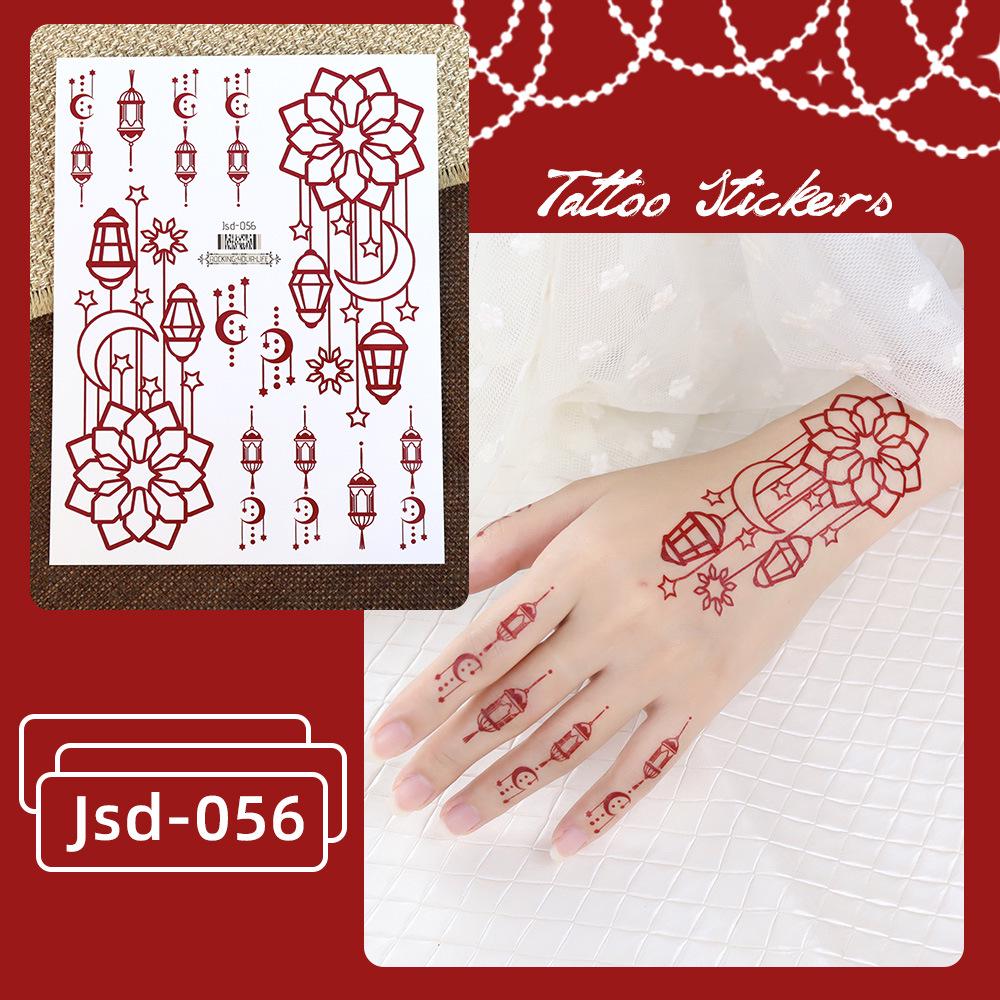 Whitening Red Henna Lace Mandala Flower Waterproof Temporary Tattoo Stickers for Women
