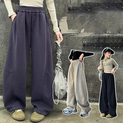 Girls Wide-Leg Pants Trendy Stylish Straight Trousers for Kids Comfortable Spring Casual Wear Teen Pants 8 10 12 Years