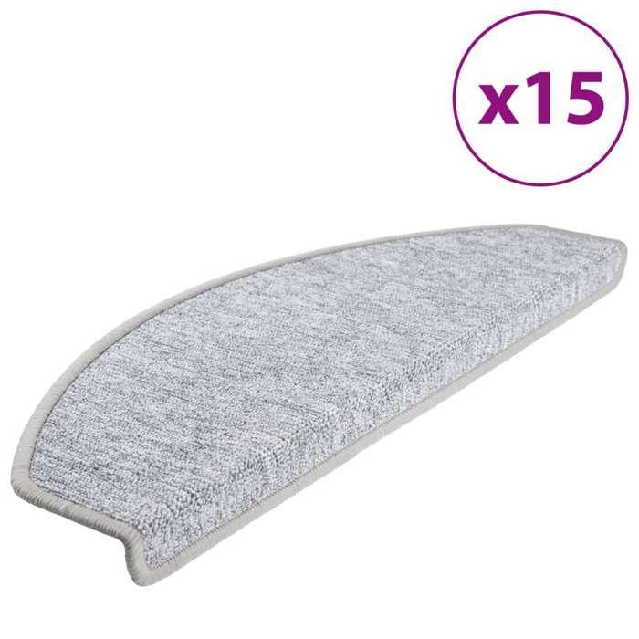 VidaXL 15x Tapis d'Escalier Tapis de Marche d'Escalier Protection d'Escalier Surface Antidérapante Intérieur Maison Gris 133887