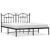 Metal Bed Frame with Headboard Black 160 X 200 Cm
