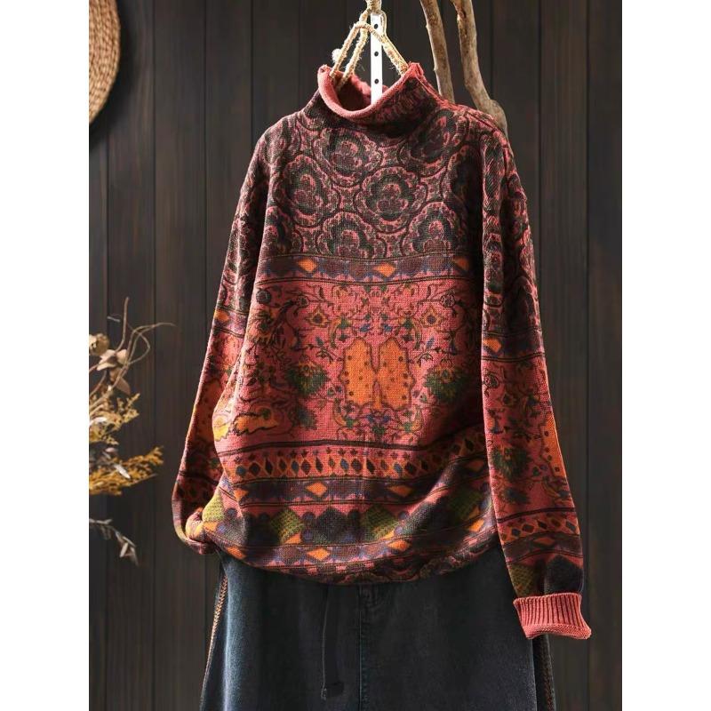 

Женская модная повседневная осенне-зимняя кофта с длинным рукавом и полувысоким воротником Size: One Size красный