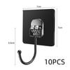 10PCS Transparent Hook Multifunctional Wall Strong Sticking Hook Black Keychain Clothes Hat Door Hook Bathroom Kitchen Accessori