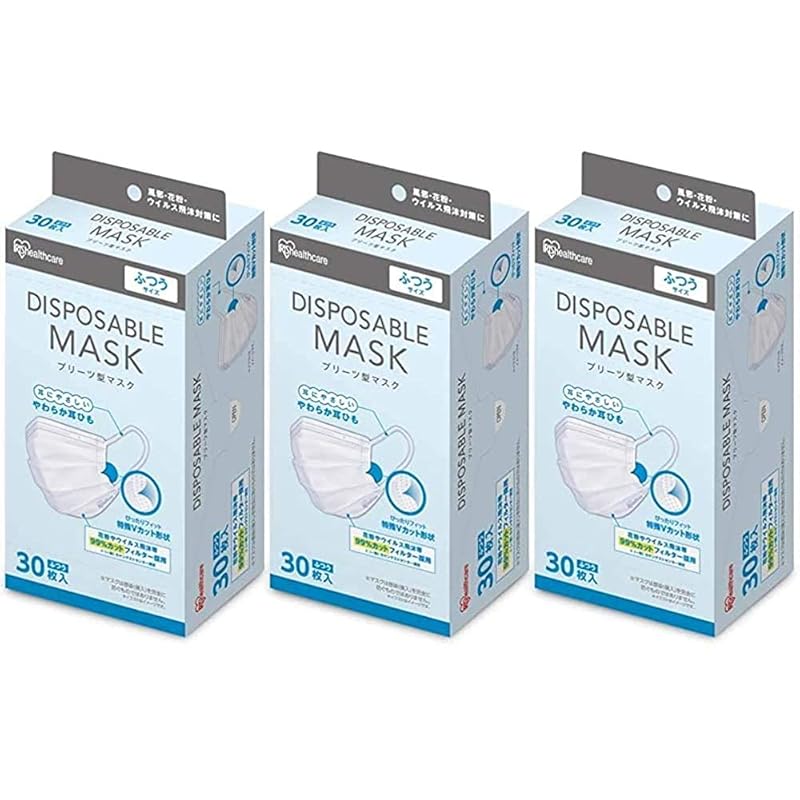 

iris ohyama disposable pleated mask normal size 30 pieces x 3 pieces set 20PN-30PM
