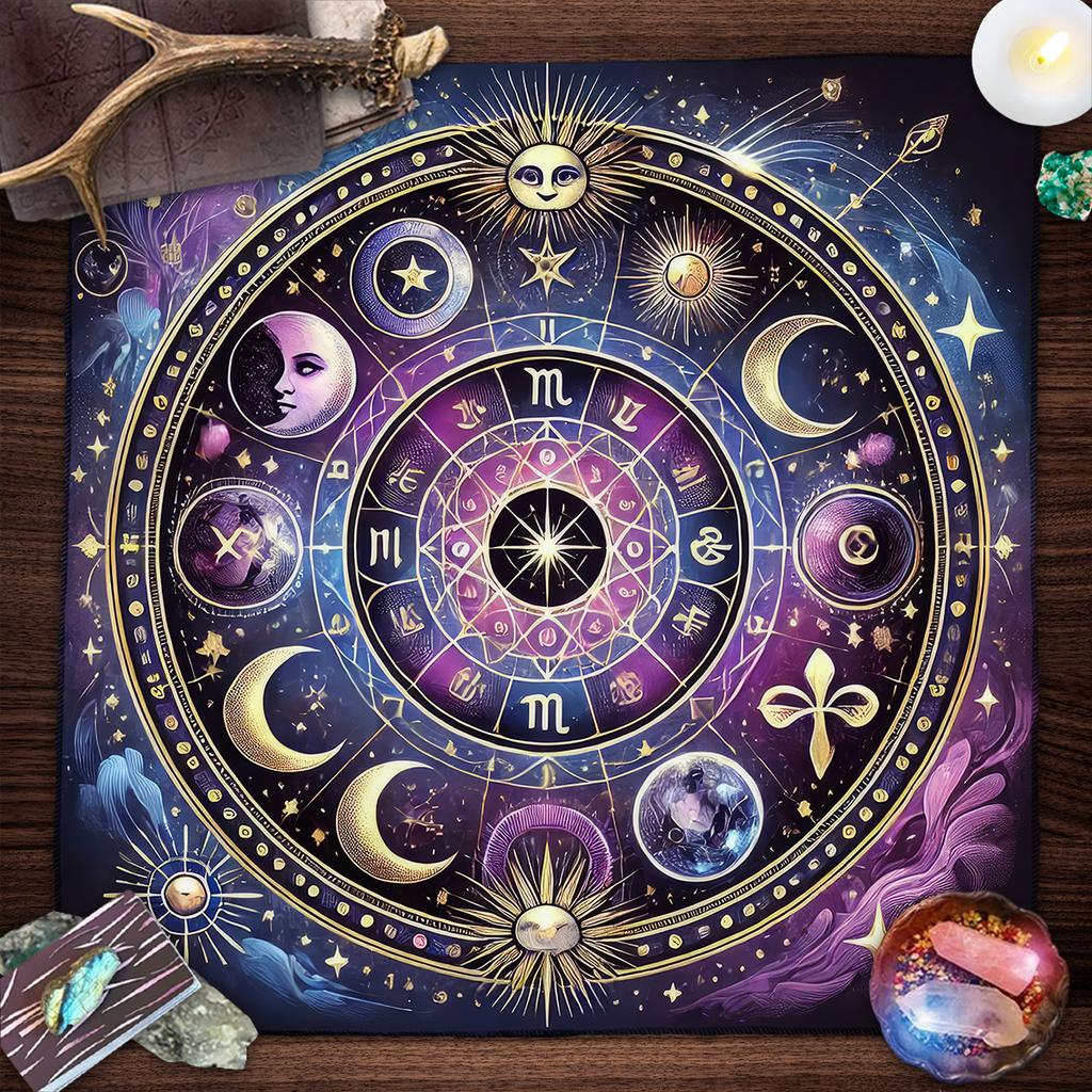 Tarot Tischdecke Mandala Blume des Lebens Altar Tuch Für Divination Meditation Kreis Galaxie Tarot Matte Spirituelle Orakel Karten Pad