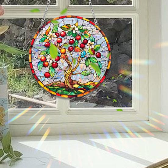 Appeso da Finestra Stile Vetro Colorato, Cattura Sole Colorati per Finestre a Muro, Decorazione Appesa Cattura Sole in Acrilico con Catena per Donne Moglie Zia Mamma