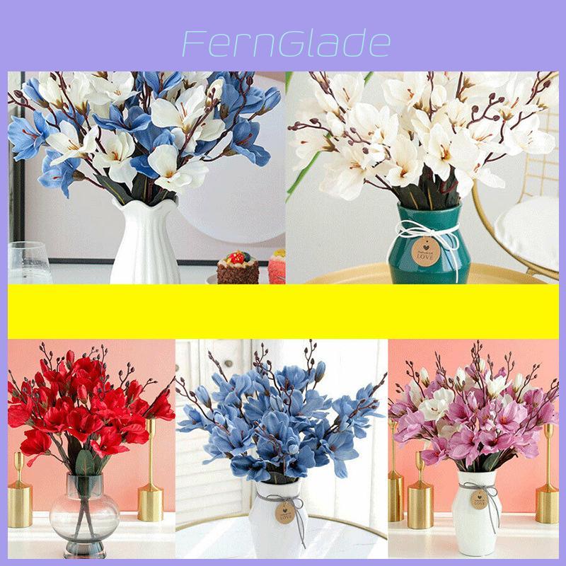 Elegantes und realistisches künstliches Magnolien-Seidenblumen-Bündel für Hochzeiten und Heimdekoration