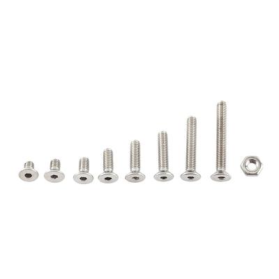 M2.5 A2 Stainless Steel Hex Socket Screws Bolt With Hex Nuts Assortted Set(Flat Head)