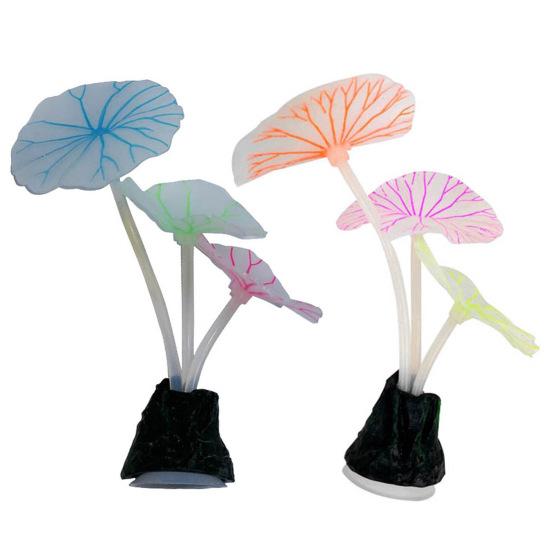 Silicone Simulated Aquatic Plant Fluorescent Aquarium Decoration with Sucker