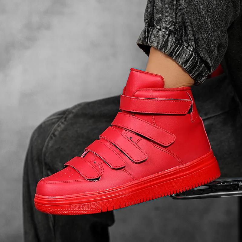 Herren Atmungsaktive High Top Skateboard Schuhe Lässige Rutschfeste Sportschuhe Damen Plateau Versteckt Erhöhende Leder Sneakers