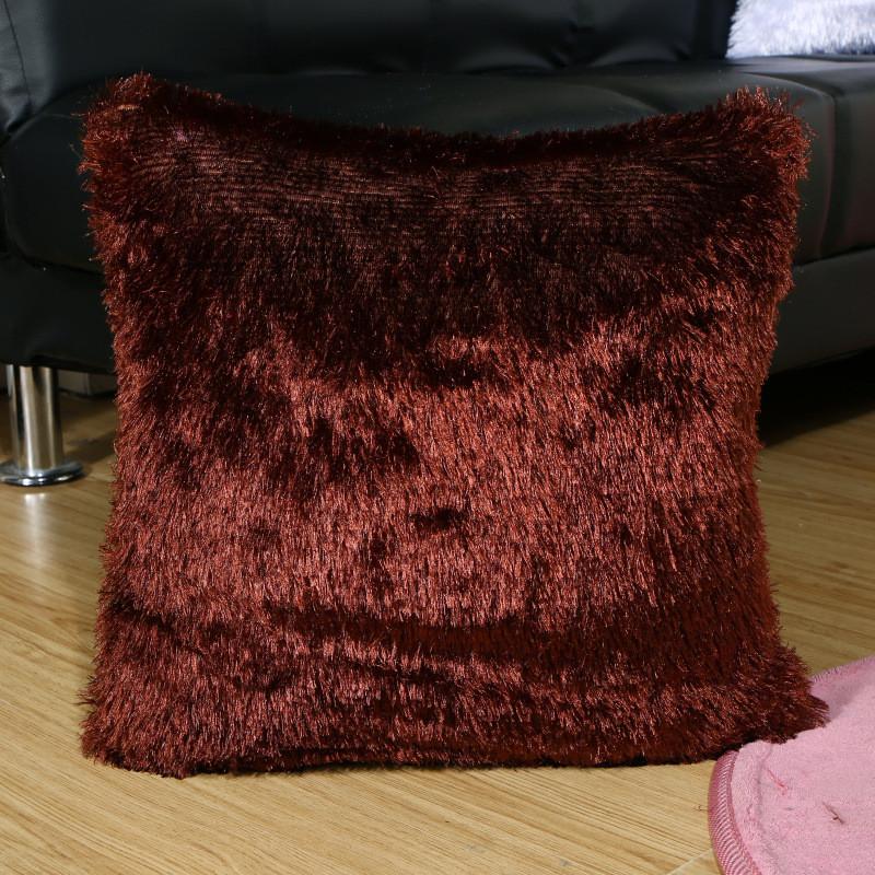 

43x43cm Soft Long Plush Solid Color Sofa Winter Decoration Pillowcase Home Living Room Cushion Cover 43x43cm коричневий