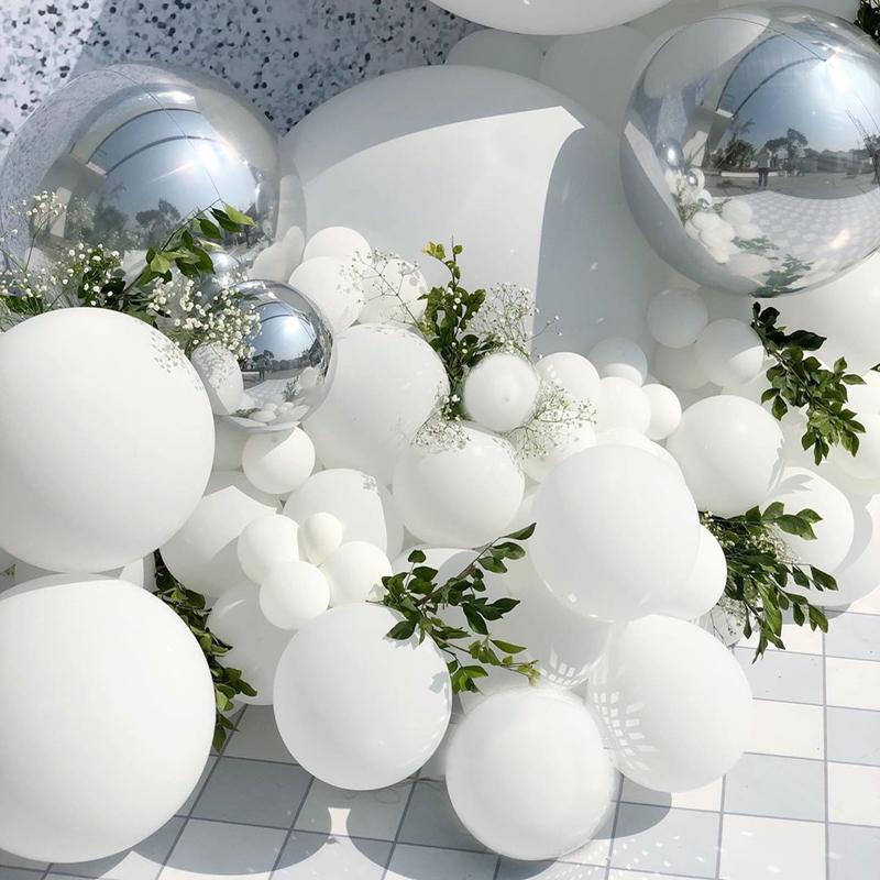 125pcs Silver 4D White Balloon Arch Garland Kit Wedding Decoration Baby Shower Birthday Party Decor Confetti Balloon