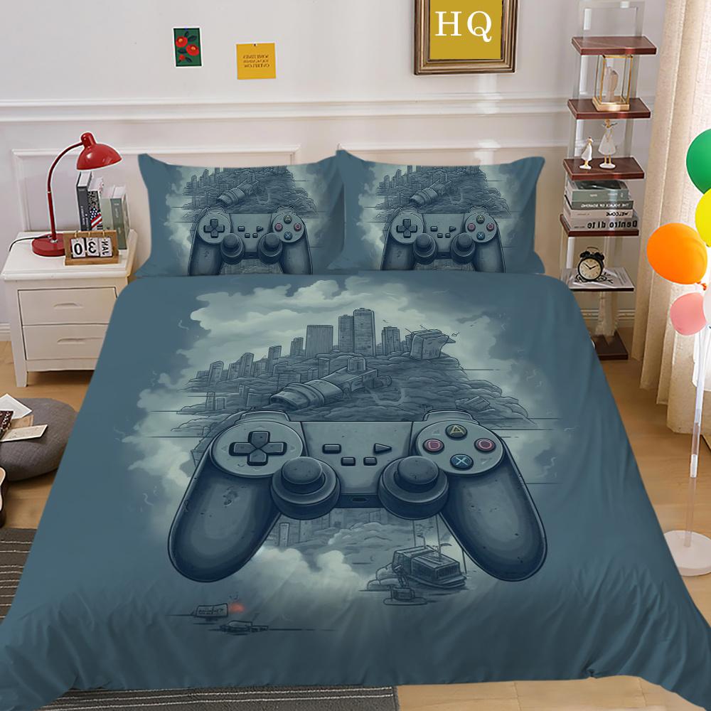 Set da letto 3D con stampa di console di gioco per la casa, moda ragazzo, copriletto taglia singola, set copripiumino, poliestere, tessili per la casa