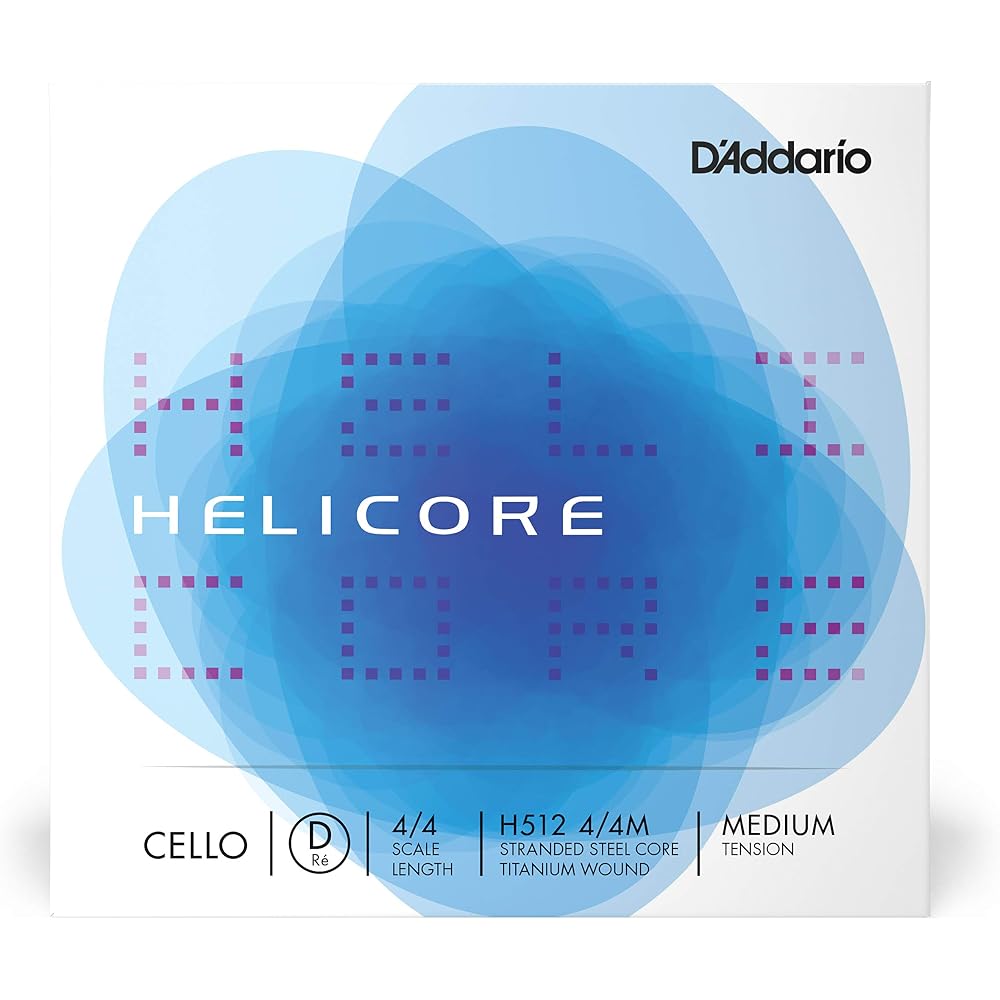D Addario Helicore H512 D-Titanium Cello Strings 4/4M Set for 4/4 Size Cello