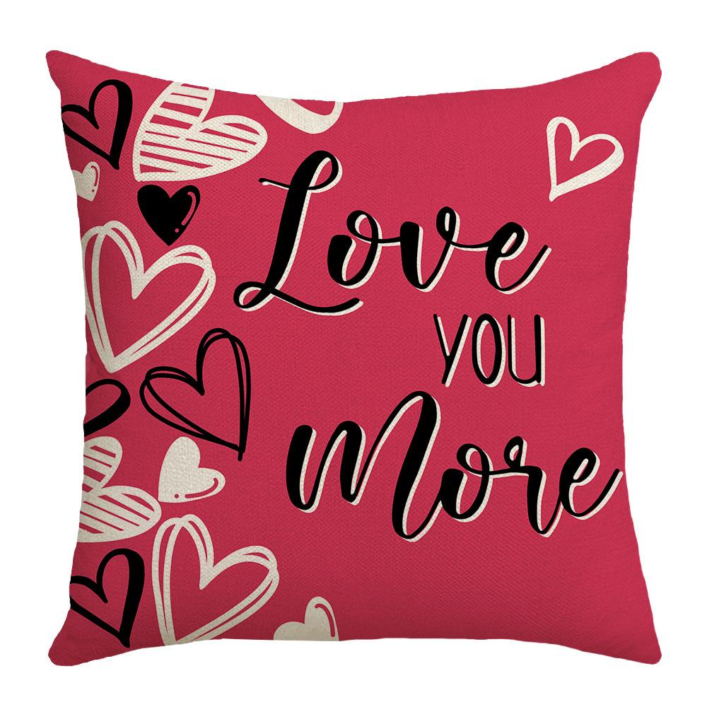 New Sofa Cushion Valentine's Day Gift Love Cushion Linen Print Versatile Lumbar Cushion