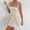 Sleek Halter Neck A-Line Waist-Cinched Backless Little Black Dress - European & American Style Party Dress