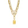 DIEYURO 316L Stainless Steel Gold Heart Pearl Pendant Necklace For Women Punk Street Rustproof Neck Jewelry Party Gift